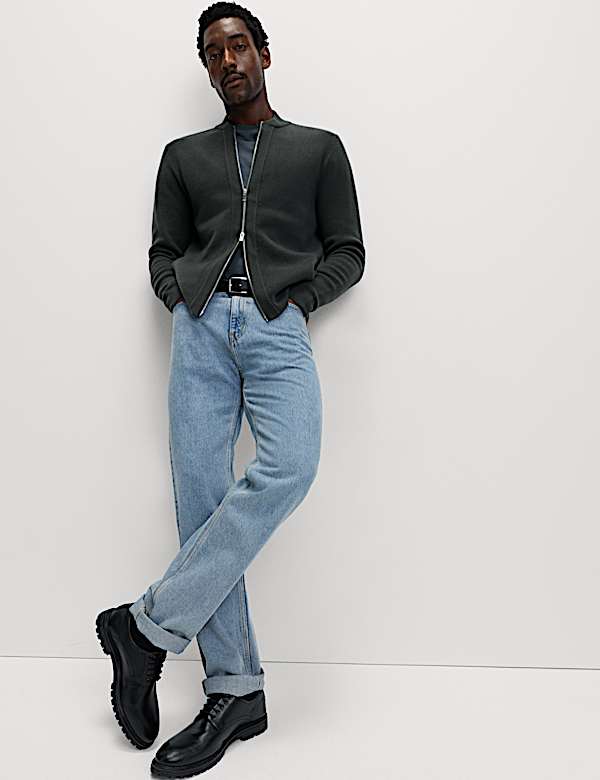 Air-Yarn Smart Crew Neck Knitted Bomber Jacket - AT