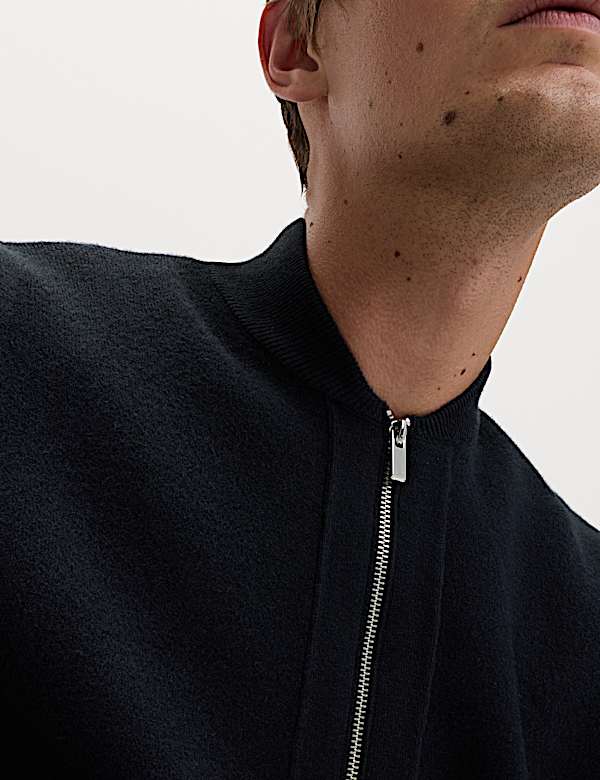 Air-Yarn Smart Crew Neck Knitted Bomber Jacket - CH