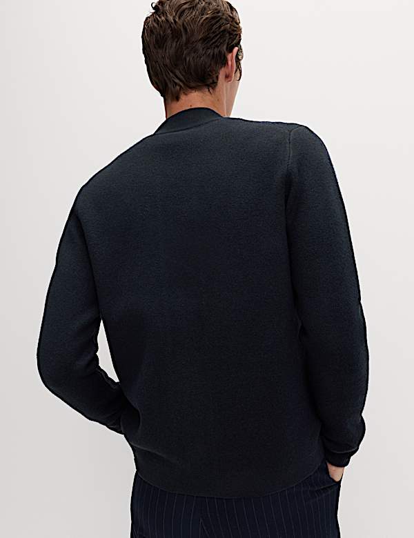 Air-Yarn Smart Crew Neck Knitted Bomber Jacket - CH