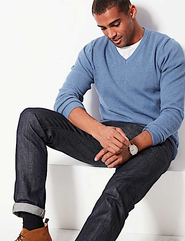 Pure Cotton V-Neck Jumper