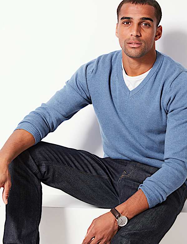 Pure Cotton V-Neck Jumper