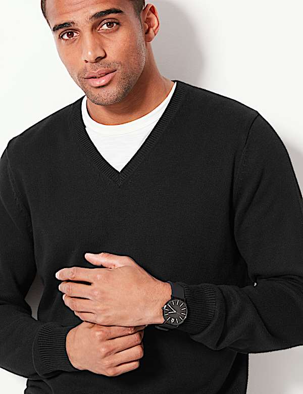 Pure Cotton V-Neck Jumper - FI