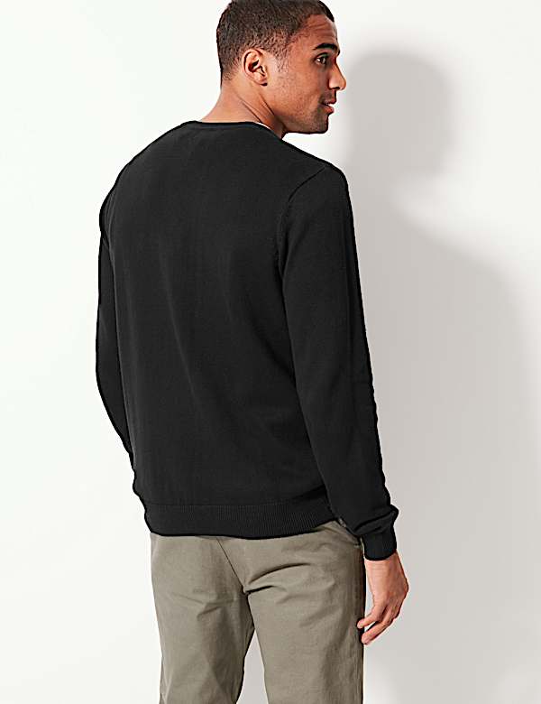 Pure Cotton V-Neck Jumper - FI