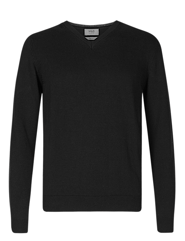 Pure Cotton V-Neck Jumper