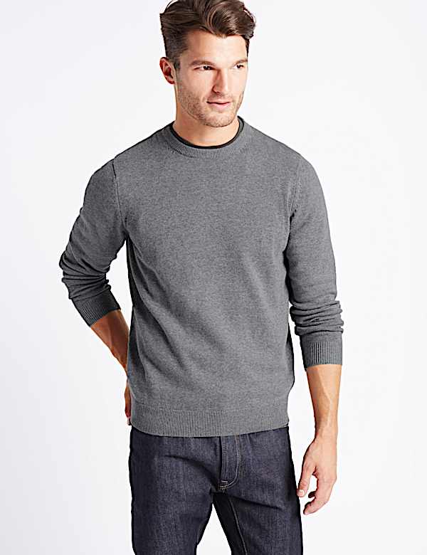 Pure Cotton Crew Neck Jumper