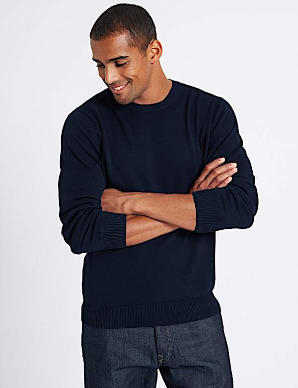 Pure Cotton Crew Neck Jumper