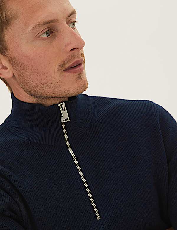 Cotton Blend Textured Jumper