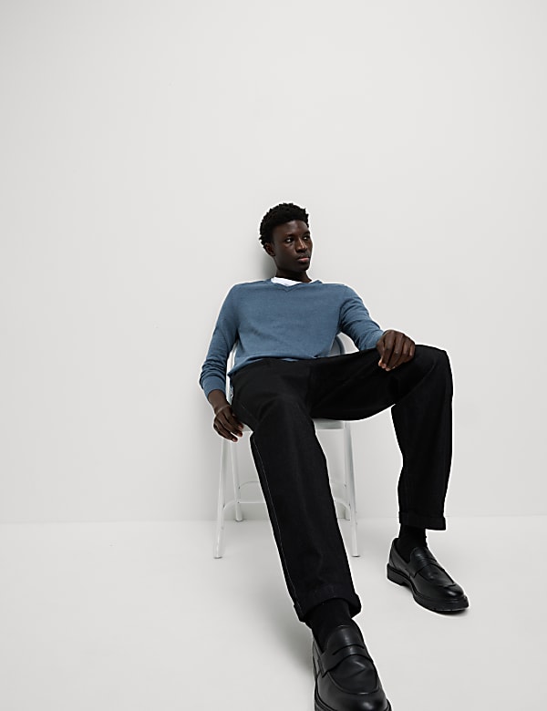 Pure Cotton V-Neck Jumper