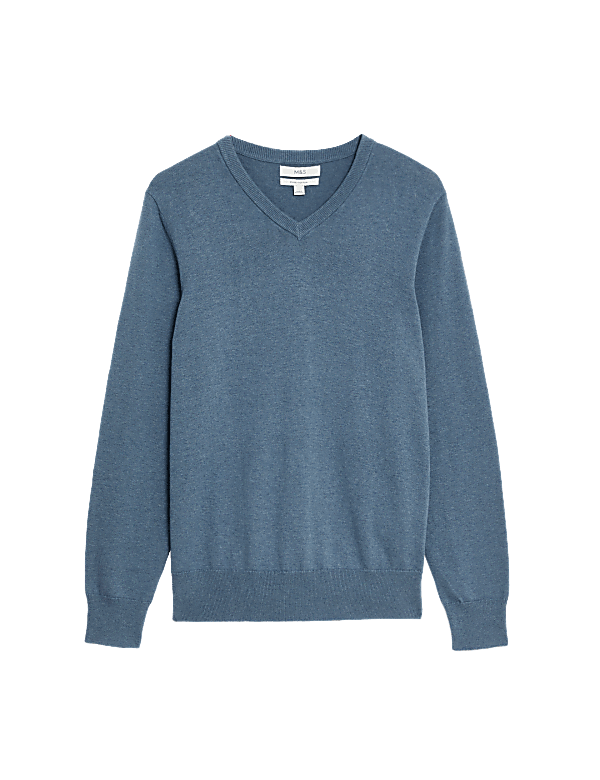 Pure Cotton V-Neck Jumper