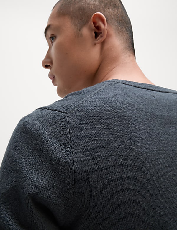 Pure Cotton V-Neck Knitted Jumper - IT