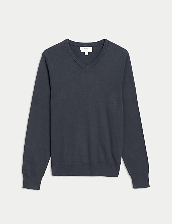 Pure Cotton V-Neck Knitted Jumper - IT