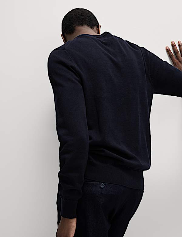 Pull en maille 100 % coton à col V - LU