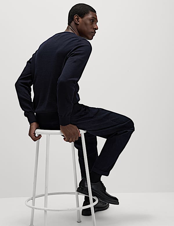 Pull en maille 100 % coton à col V - LU