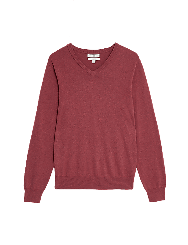 Pure Cotton V-Neck Jumper