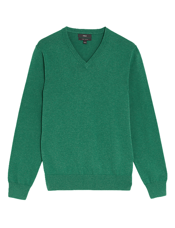 Pure Cotton V-Neck Jumper
