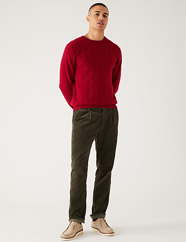 Pure Lambswool Cable Knit Crew Neck Jumper