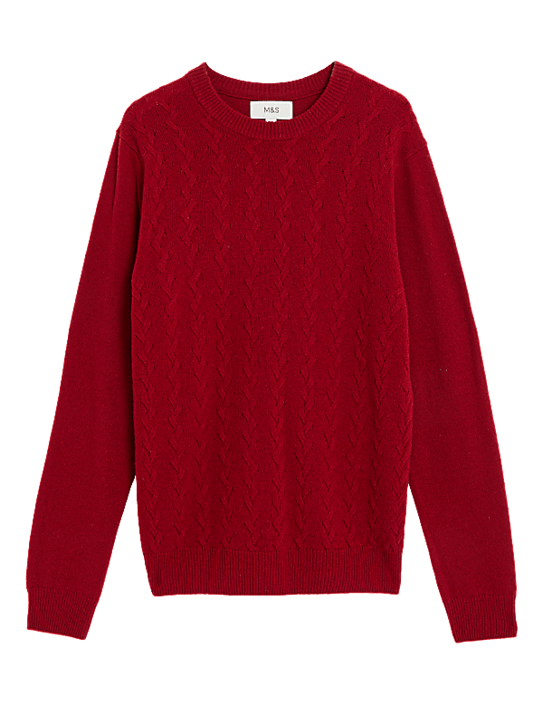 Pure Lambswool Cable Knit Crew Neck Jumper