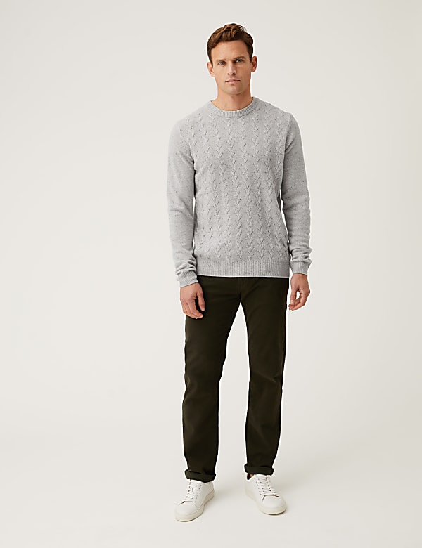 Pure Lambswool Cable Knit Crew Neck Jumper