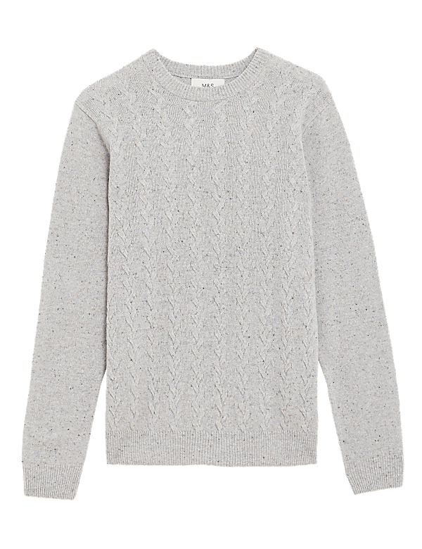 Pure Lambswool Cable Knit Crew Neck Jumper