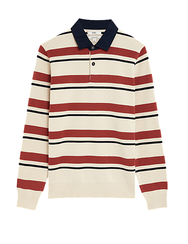 Pure Cotton Striped Knitted Rugby Shirt