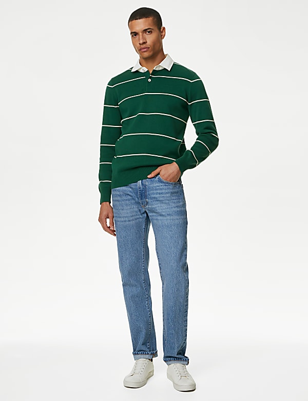 Pure Cotton Striped Knitted Rugby Shirt - MX