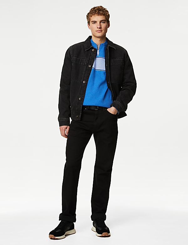 Cotton Blend Block Stripe Zip Up Jumper