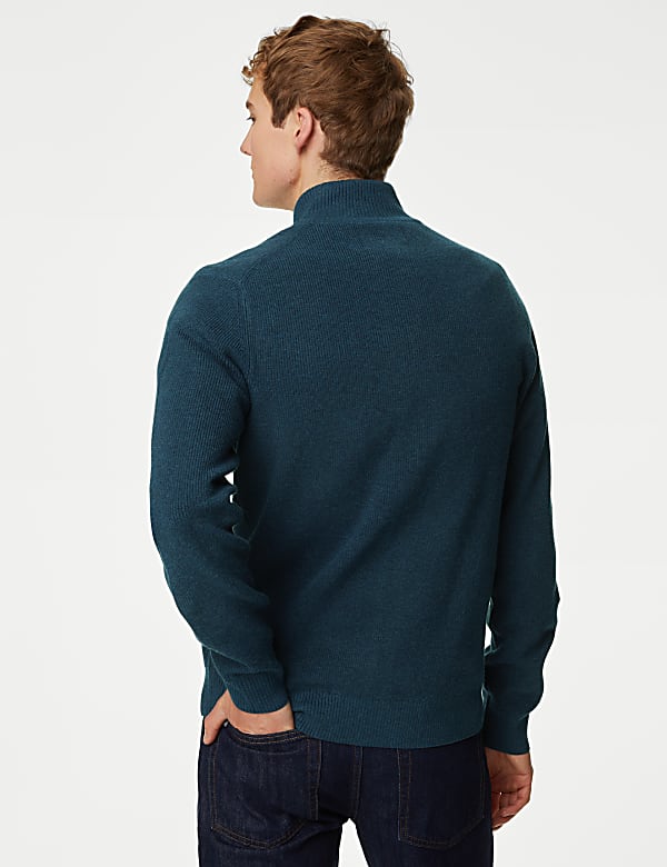Cotton Blend Funnel Neck Zip Up Jumper
