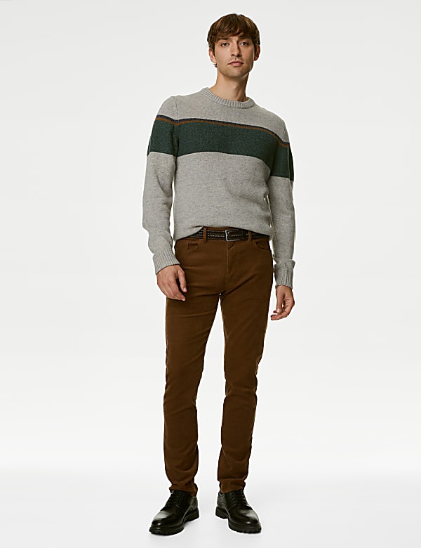 Lambswool Blend Striped Crew Neck Jumper