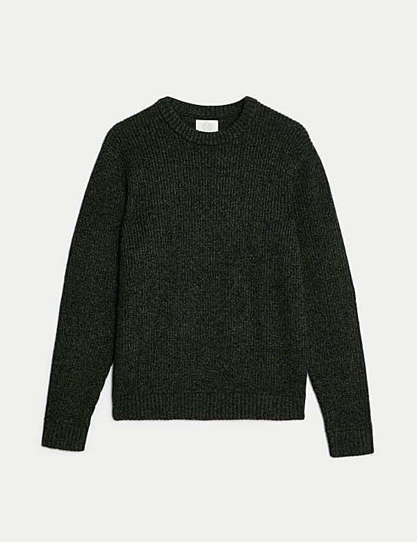 Pullover aus Lammwollmischgewebe mit Rundhalsausschnitt und Strukturmuster - DE