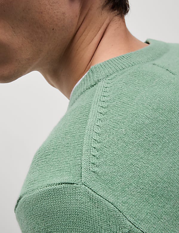 סריג צמר טלאים טהור עדין במיוחד עם צווארון עגול - IL