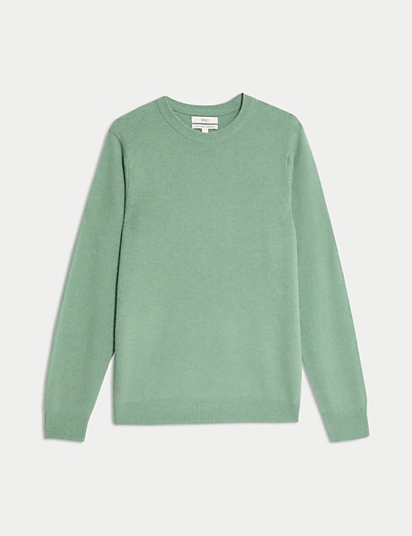 סריג צמר טלאים טהור עדין במיוחד עם צווארון עגול - IL