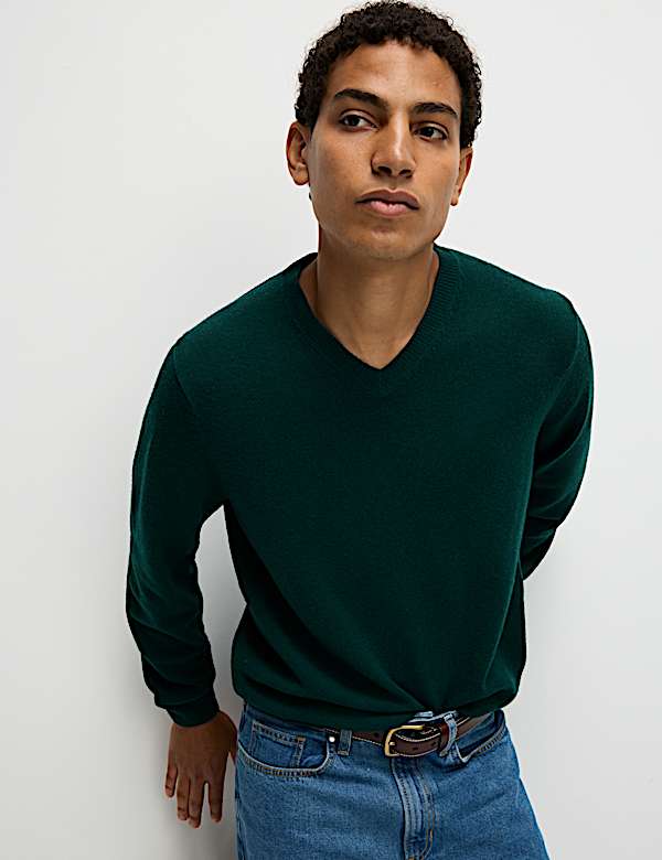 Pure Extra Fine Lamsbwool V-Neck Jumper - LU
