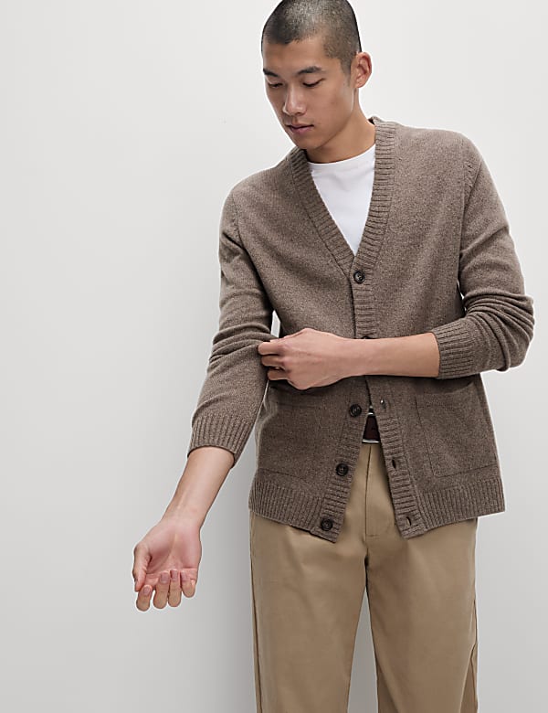 Extra Fine Lambswool Rich V-Neck Cardigan - GR