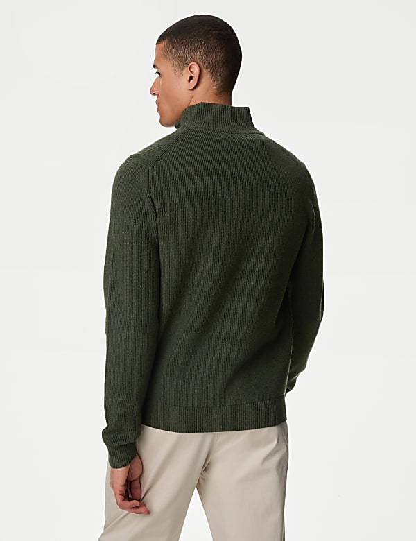 Cotton Blend Funnel Neck Zip Up Jumper