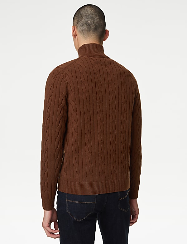 Cotton Blend Cable Funnel Neck Jumper