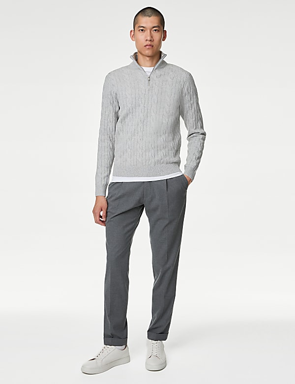 Cotton Blend Cable Funnel Neck Jumper