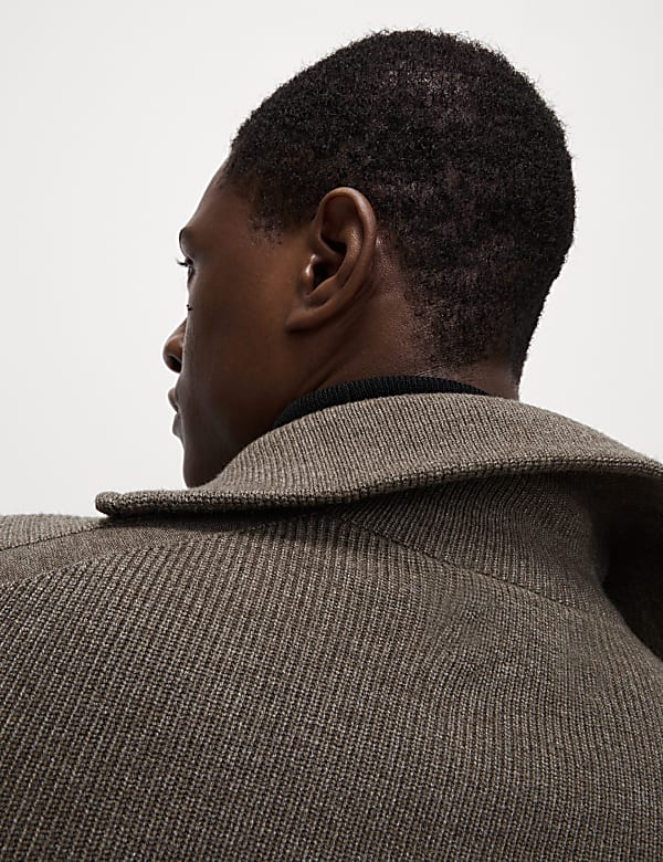 Cotton Blend Striped Half Zip Jumper