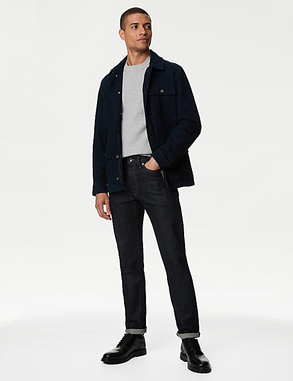 Cotton Blend Textured Crew Neck Jumper