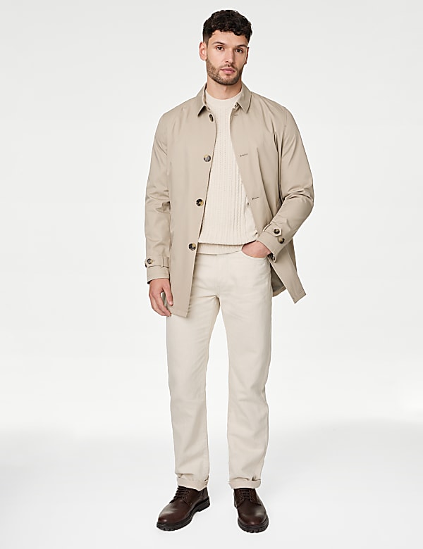 Cotton Blend Textured Crew Neck Jumper