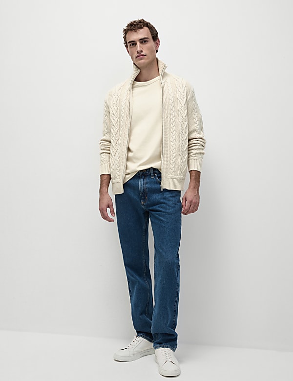 Lambswool Blend Cable Knitted Jacket - FI