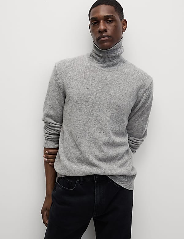 Lambswool Rich Roll Neck Jumper GREY Jumpers M S PL