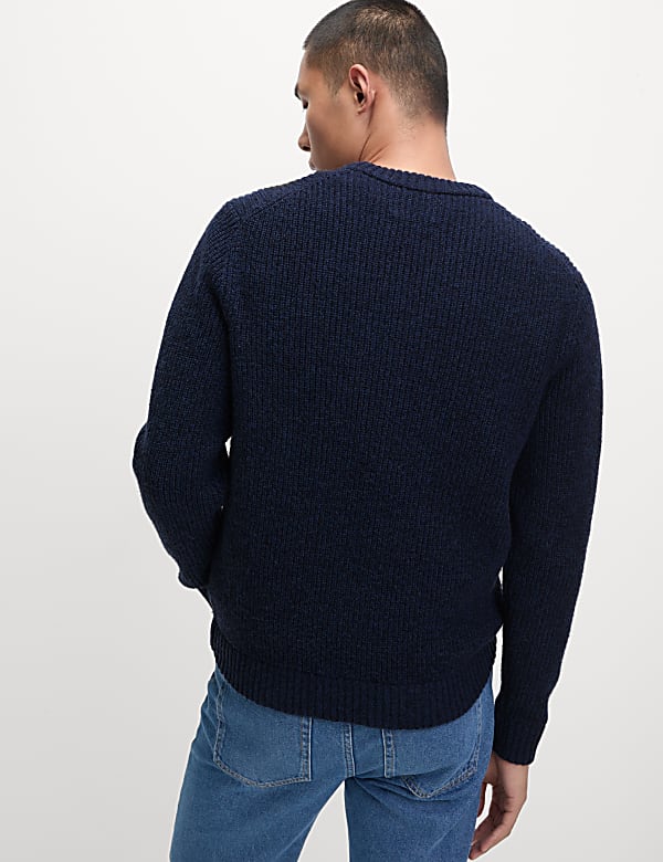 Pull en coton m&eacute;lang&eacute; &agrave; col rond et motif textur&eacute; - FR