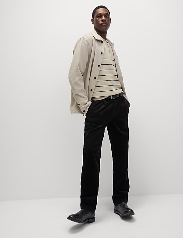 Πλεκτή μπλούζα πόλο από σύμμεικτο βαμβάκι και modal - GR