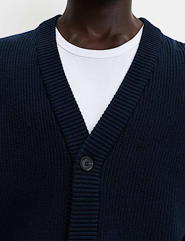 קרדיגן בסריגה מגוונת עם צווארון וי - IL