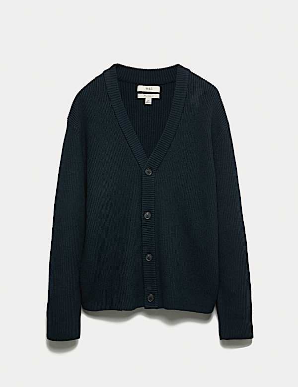 קרדיגן בסריגה מגוונת עם צווארון וי - IL