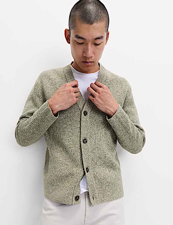 V-Neck Twisted Yarn Cardigan