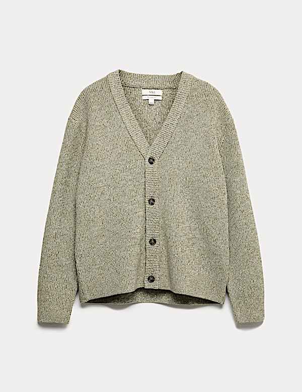 V-Neck Twisted Yarn Cardigan - PL