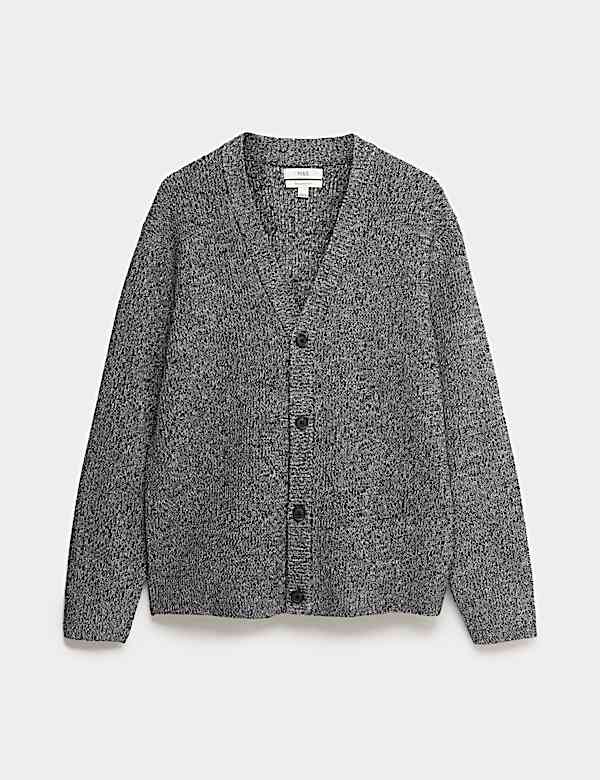 V-Neck Twisted Yarn Cardigan - US