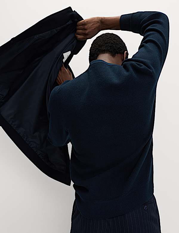 Cotton Blend Fine Ribbed Crew Neck Jumper - KG