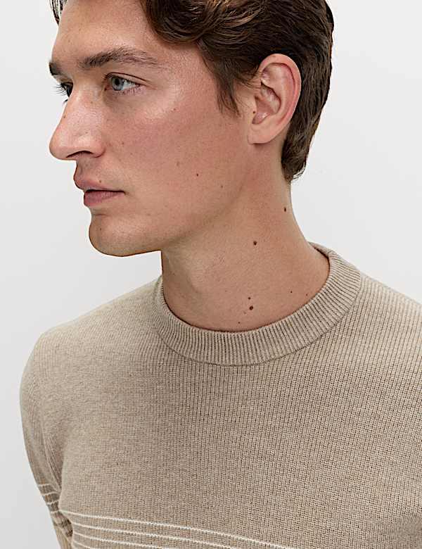 Cotton Blend Ribbed Striped Jumper